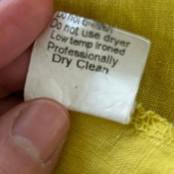 Terzo Millenio Women Top Short Sleeve Linen Made in Italy Casual Boho Gold Large - Picture 7 of 7